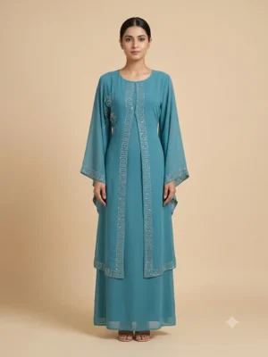 Fancy Georgette Abaya New Design - Modest Dubai Style with Hijab