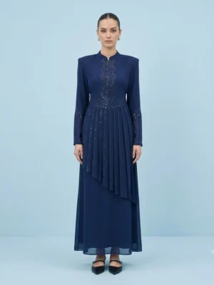 Nida Matte Naqaab Hijab Set-navy blue