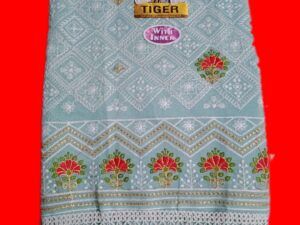 Here's a 5-word professional image alt text suggestion:  Tiger Print Salwar Suit Cotton Set  However, considering the importance of descriptive keywords, here's an alternative:  Tiger Print Premium Cotton Salwar Suit  This alt text includes relevant keywords like 'tiger print', 'premium cotton', and 'salwar suit', which can improve the search engine ranking and help users with disabilities understand the content of the image.