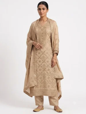Beige Shade Zari Work Suits