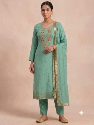 Kohinoor Green Unstitched Suit