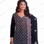 Black Designer Georgette Unstitched Suit with High-Fashion Flare