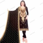 Black Premium Cotton Unstitched Salwar Suit - Timeless Professional Set