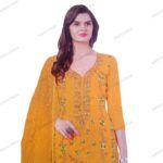 yellow party wear dress material