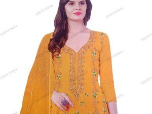 Yellow Designer Georgette Unstitched Suit