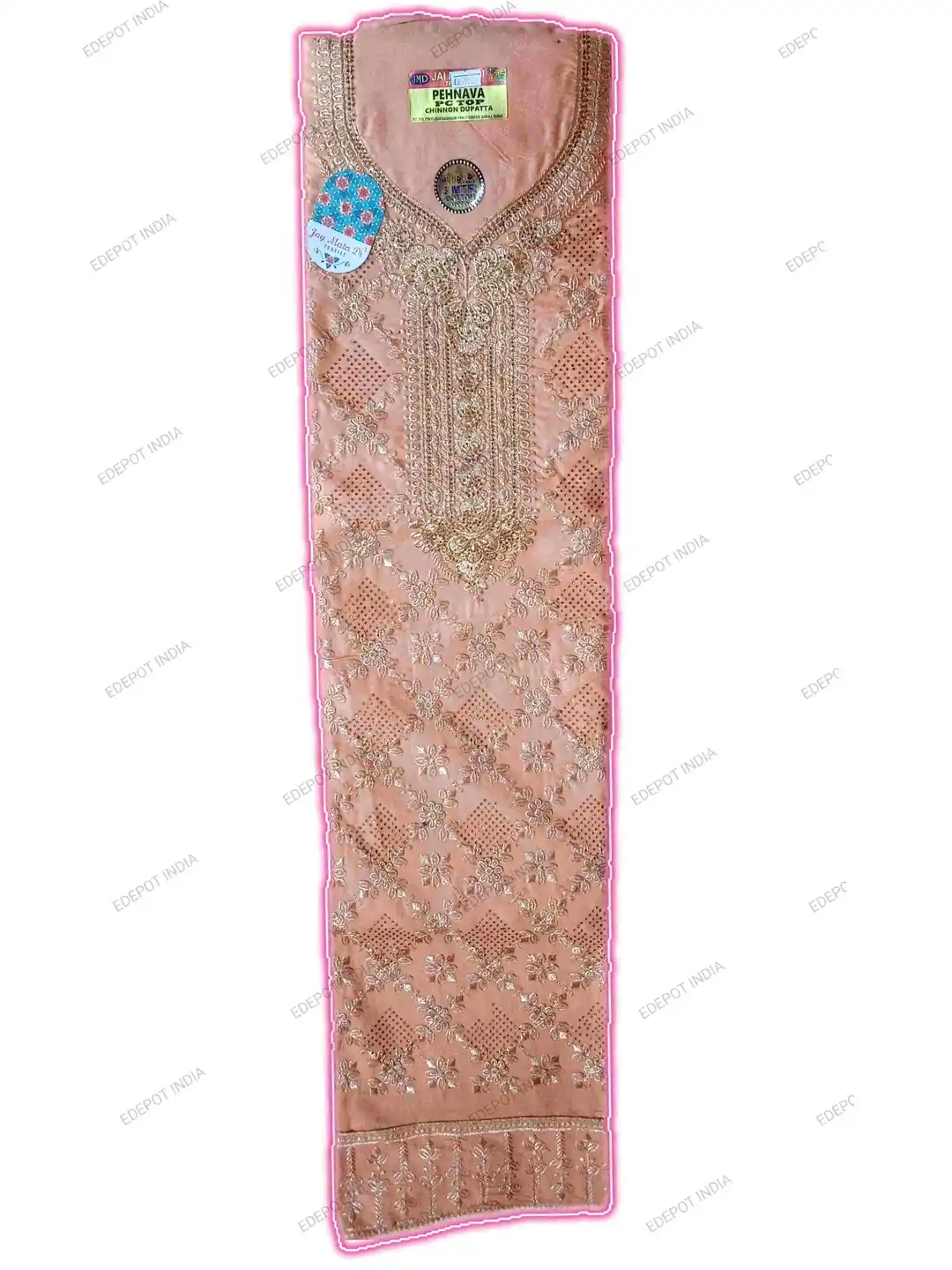 Peach cotton suit set-full view