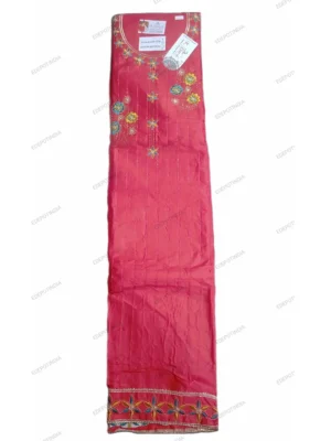 Red Cotton Unstitched Dress Material Set