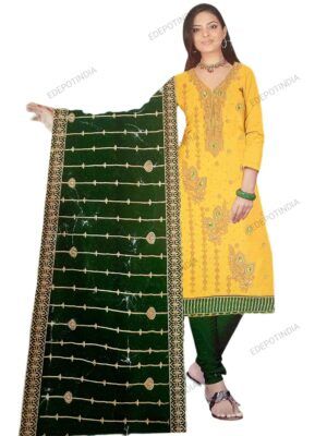 Vibrant Yellow Georgette Unstitched Dress Material - Festive Ethnic Set