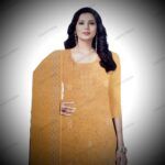 yellow banarsi dress material