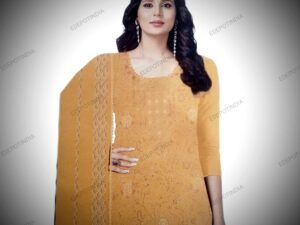 Here's a 5-word professional image alt text suggestion:  Stunning Royal Banarsi Ethnic Unstitched Dress  This alt text contains:  - Primary keywords: Royal Banarsi
- Product description: Unstitched Dress
- Additional keyword: Ethnic
- Adjective for better description: Stunning