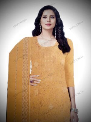 Here's a 5-word professional image alt text suggestion:  Stunning Royal Banarsi Ethnic Unstitched Dress  This alt text contains:  - Primary keywords: Royal Banarsi
- Product description: Unstitched Dress
- Additional keyword: Ethnic
- Adjective for better description: Stunning