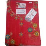 Edepot India Festive Red Cotton Unstitched Dress Material Set