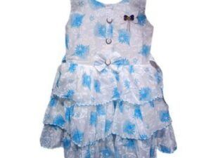 Blue Floral Print Cotton Summer Frock
