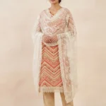 Peach Party Wear Unstitched Dress Material