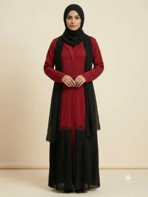 Imported Nida Fabric Embroidered Abaya-front