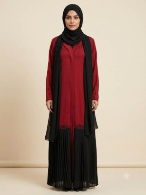 Luxury Nida Matte Abaya Dress with Hijab - Hand Embroidered Frock Style