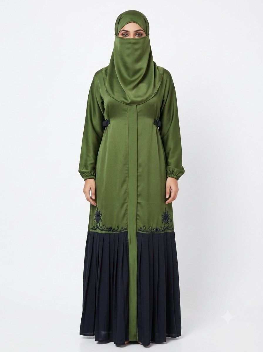 Abaya dress with hijab-green