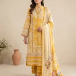Yellow Floral Lawn Cotton Printed Suit