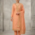 peach glace cotton unstitched dress material
