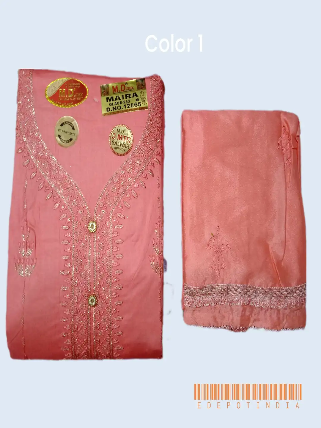 pink glace cotton unstitched dress material-2