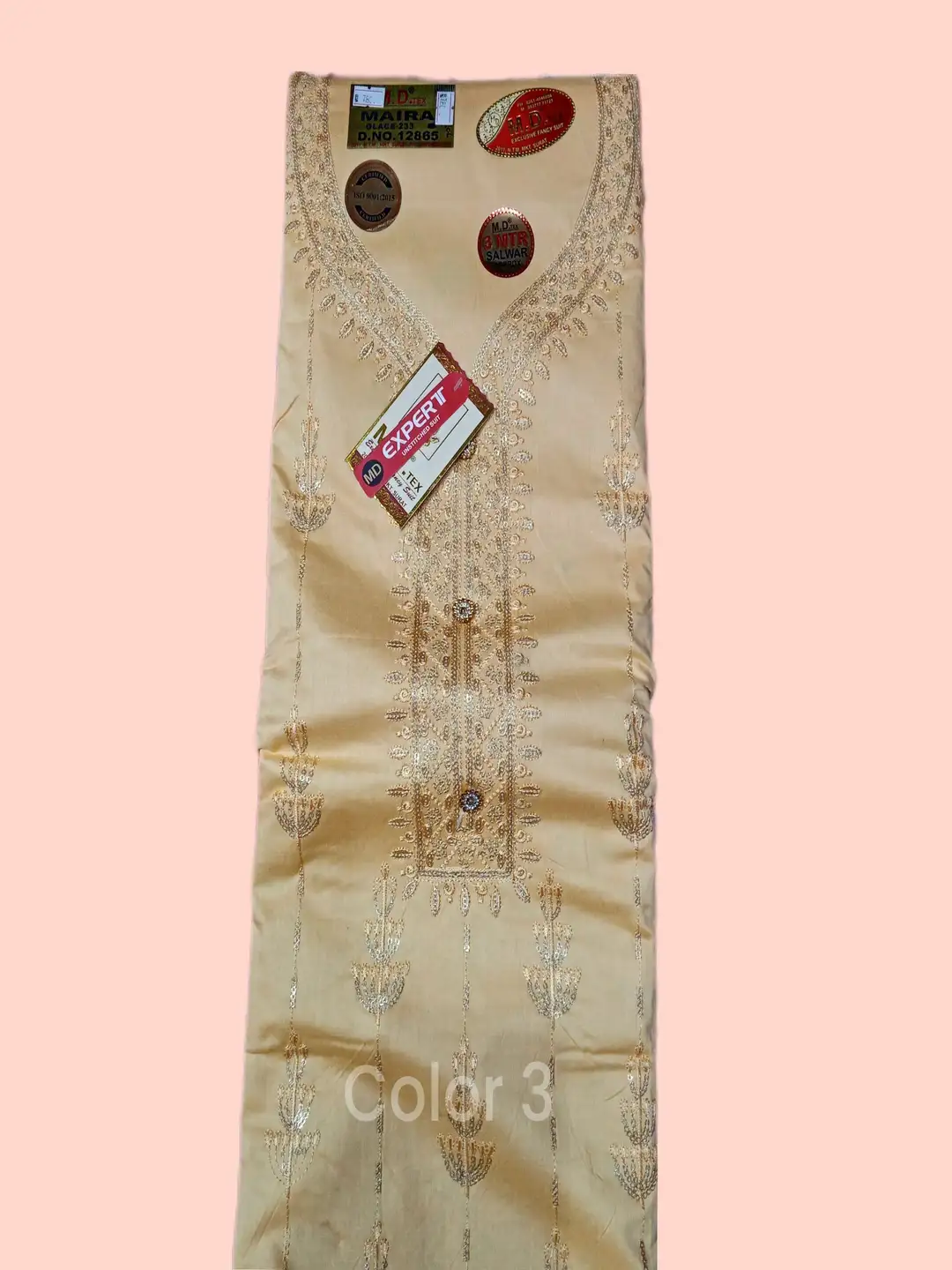 yellow glace cotton unstitched dress material-2